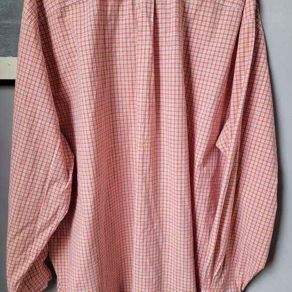 Ralph Lauren Checked Cotton Poplin Oxford Dress Shirt Orange White 3XB 3XL - Picture 6 of 12